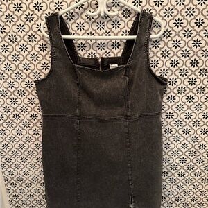 No Boundaries Black Square Neck Sheath Mini Dress